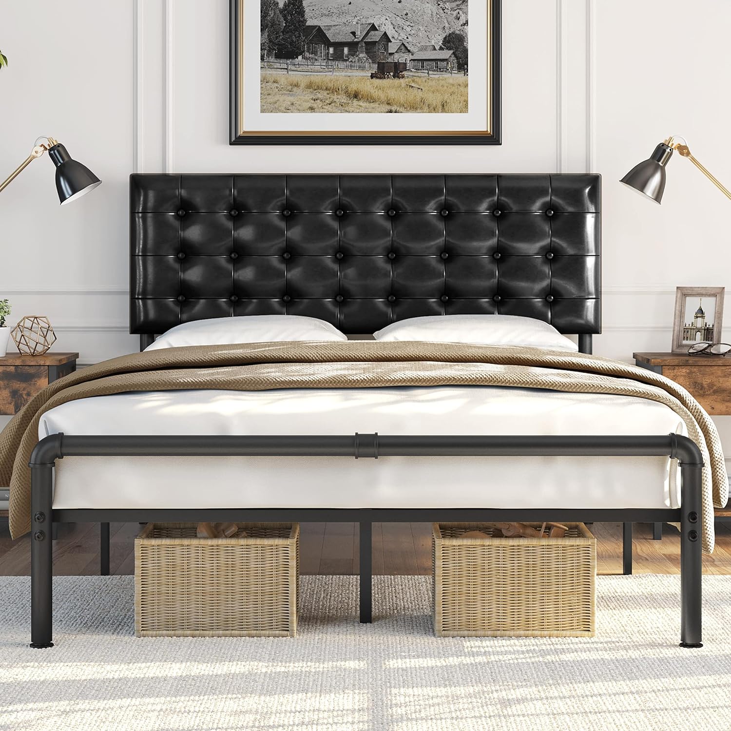 I ordered this full size bed frame for my sons room.. Great size for the little compact room that he has.. there is still room to walk around.... in which I love for him, I highly recommend this full size bed frame for a small to medium sized room. Easy and clear instructions, I'm not good with instructions but the instruction manual that came with the bed frame was so easy that I wouldn't mind putting it up again. strong, solid metal, sturdy, nice leather head board.. ME AND MY SON LOVES IT!!!!