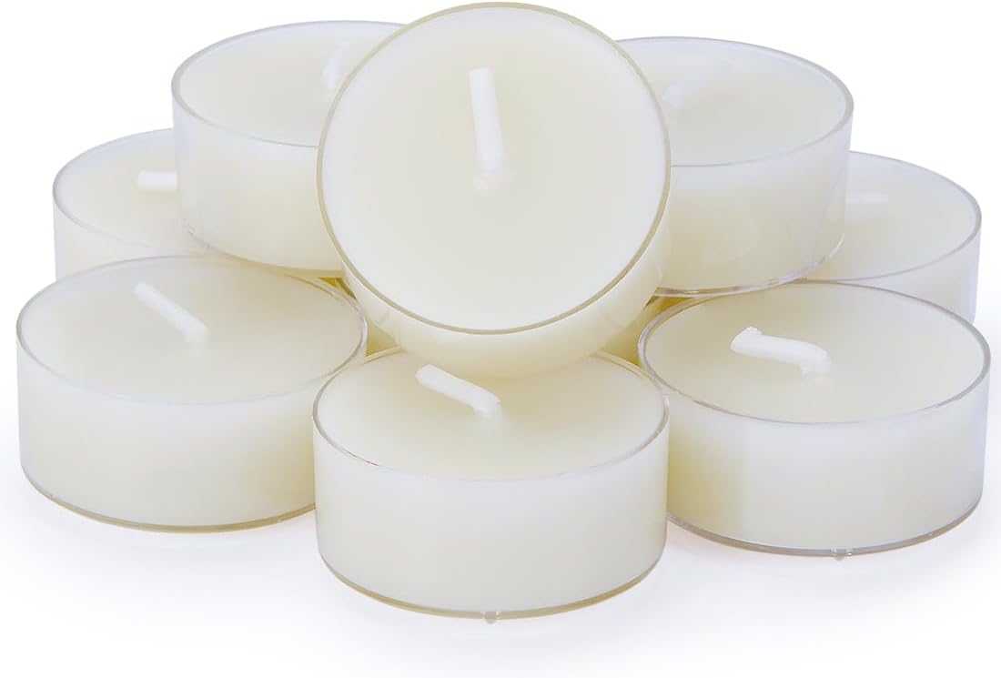 Natural Beeswax Tealights, DEYBBY Handmade Beeswax Candles, 4 Hour Burn Time, Clear Cup, Set of 10,White Raw