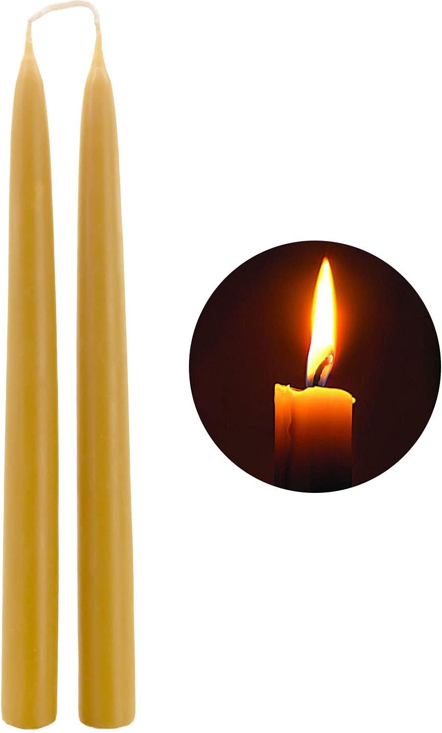 Natural Beeswax Taper Candles - DEYBBY 12 Tall Votive Eco Candles - 10Hrs Burn Time, Smokeless and Dripless, 2 Pack