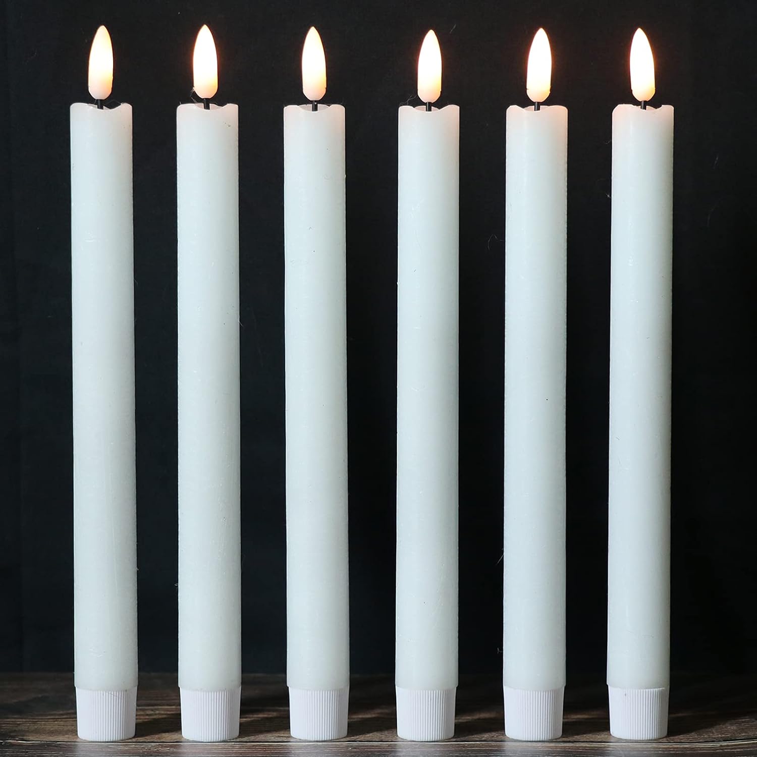 Wondise White Flameless Taper Candles with Timer, 6 Pack Battery Operated LED Flickering Real Wax Candle for Christmas Thanksgiving Wedding Decorations