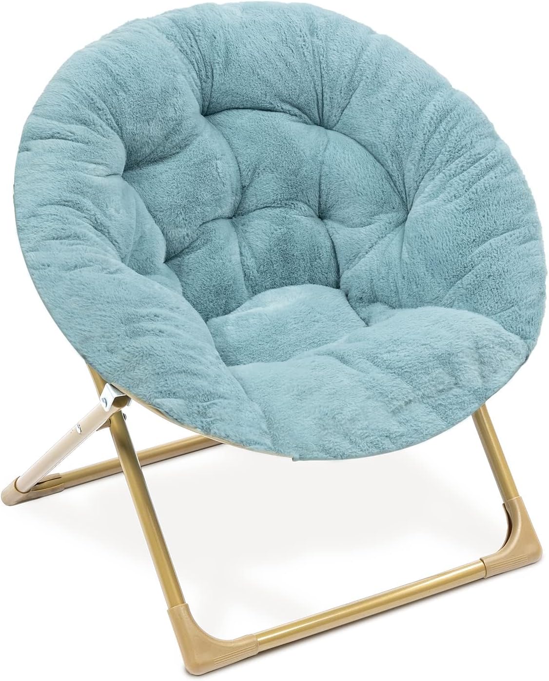 Milliard Mini Cozy Chair for Kids, Sensory Faux Fur Folding Saucer Chair for Toddlers, Blue