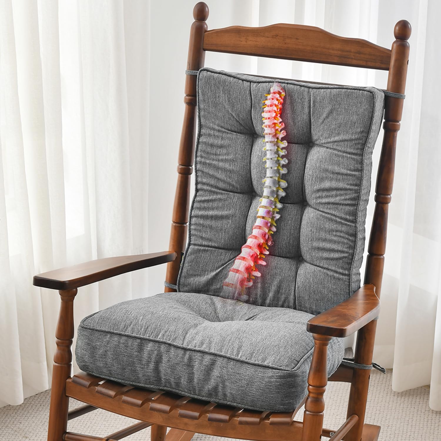 We have tried dozens of cushions over the years for a spindle rocker my wife loves. But all are too thin, or too stiff, or do not fit the back and seat of the rocker. These are very thick, soft yet firm, and most importantly, fit the seat and back PERFECTLY. There are several sizes to choose from, so you can select the exact size you need. Very well-made; they arrived quickly; and are a fair price for this high quality item.