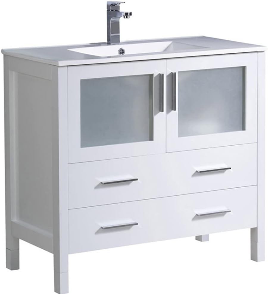 Fresca Torino 36 White Modern Bathroom Cabinet w/Integrated Sink