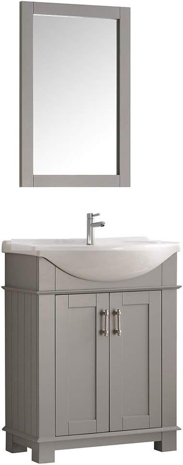 Fresca Hartford 30 Gray Traditional Bathroom Vanity with Quartz Countertop & White Ceramic Belly Bowl Sink - with Solid Wood Base Cabinet, Soft Closing Doors - Faucet Not Included