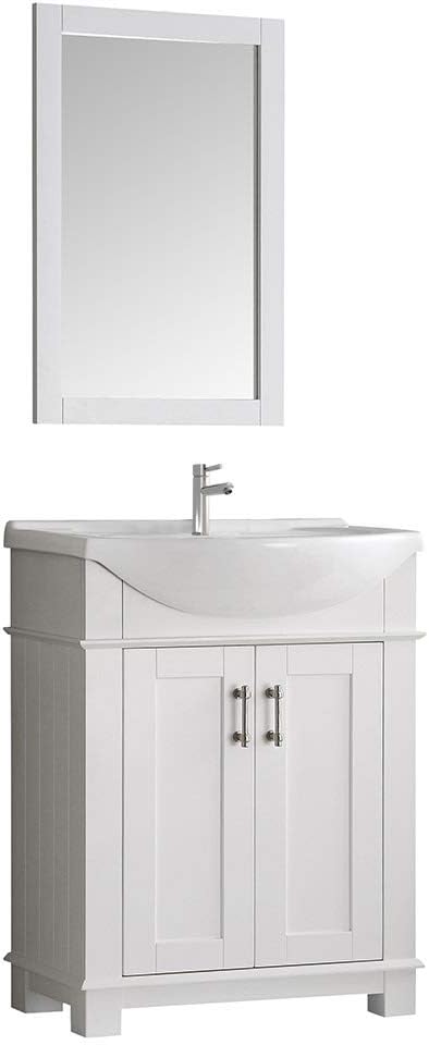 Fresca Hartford 30 White Traditional Bathroom Vanity with Quartz Countertop & White Ceramic Belly Bowl Sink - with Solid Wood Base Cabinet, Soft Closing Doors - Faucet Not Included
