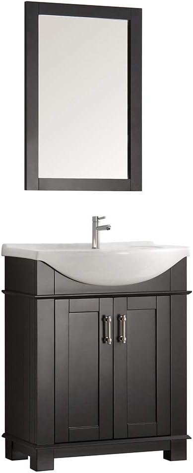 Fresca Hartford 30 Black Traditional Bathroom Vanity with Quartz Countertop & White Ceramic Belly Bowl Sink - with Solid Wood Base Cabinet, Soft Closing Doors - Faucet Not Included