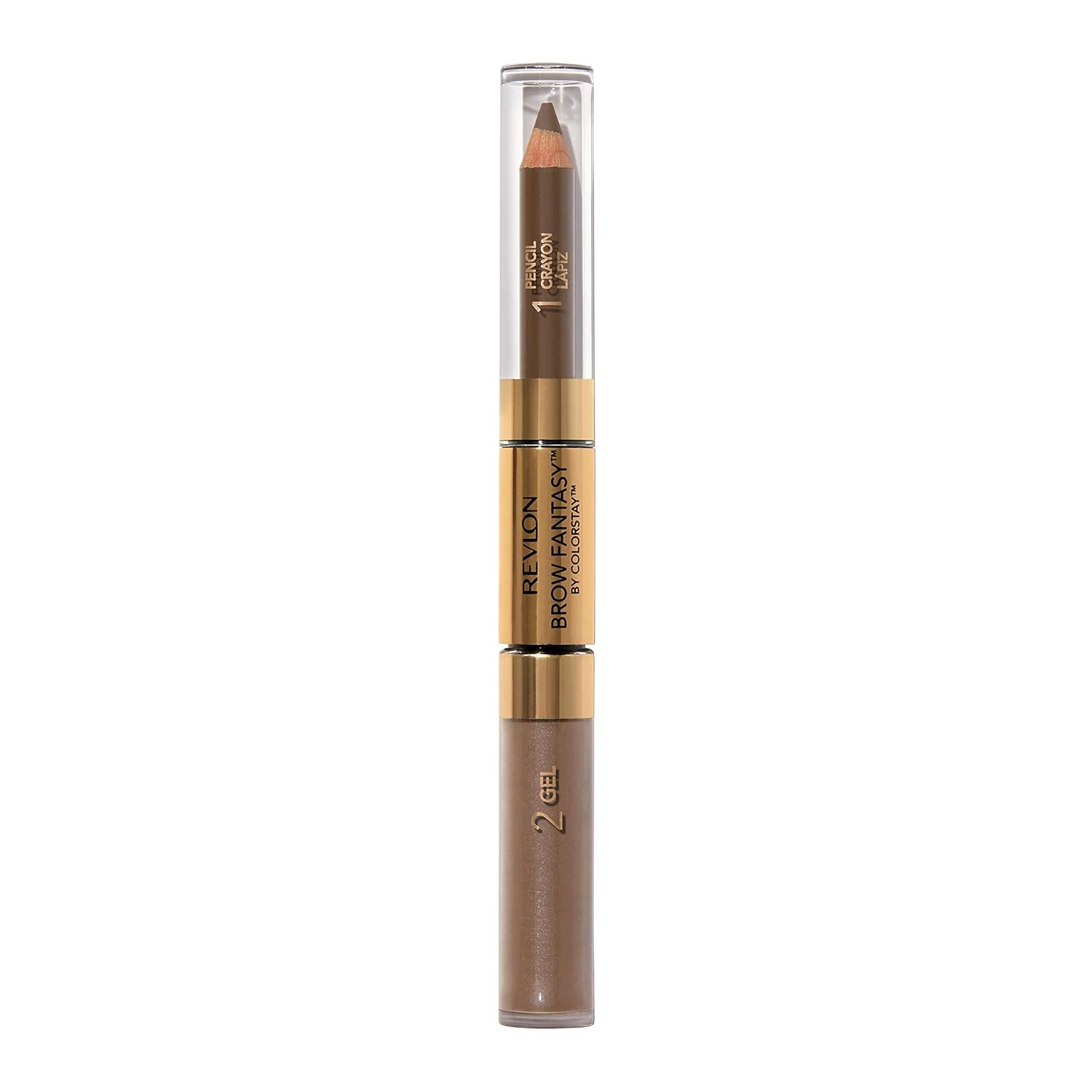 Revlon Eyebrow Gel & Pencil, ColorStay Brow Fantasy 2-in-1 Eye Makeup, Longwearing with Precision Tip, 108 Light Brown, 0.04 Oz