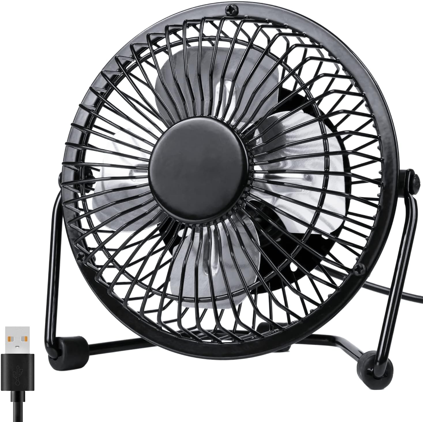 Zuvas Desk Fan Quiet Small USB Fan 360 Rotation Portable Table Fan 2 Speed Mini Personal Fan Air Cooling Electric Fan for Home Office Bedroom Travel Camping, 4 inch Black