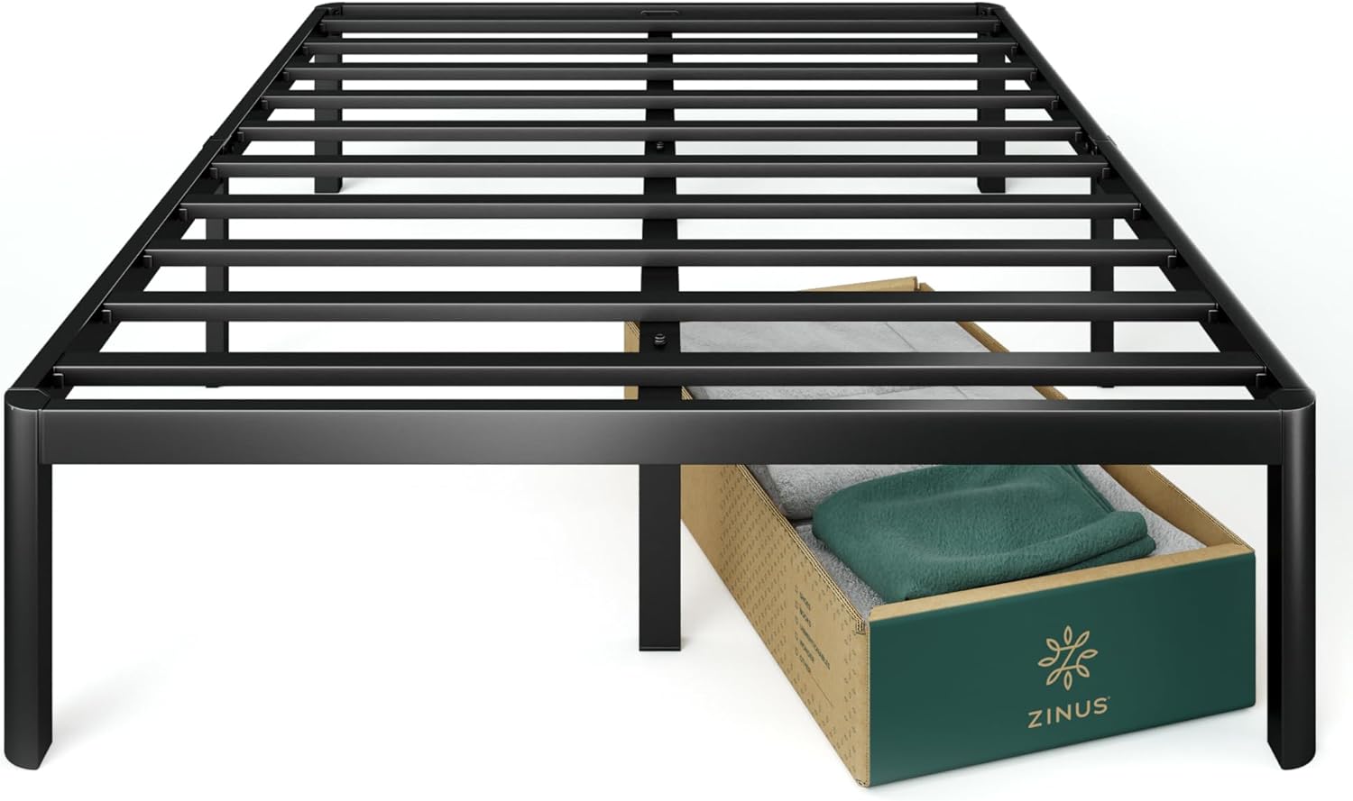 ZINUS Van 16 Inch Metal Platform Bed Frame / Steel Slat Support / No Box Spring Needed / Easy Assembly, Black, Full