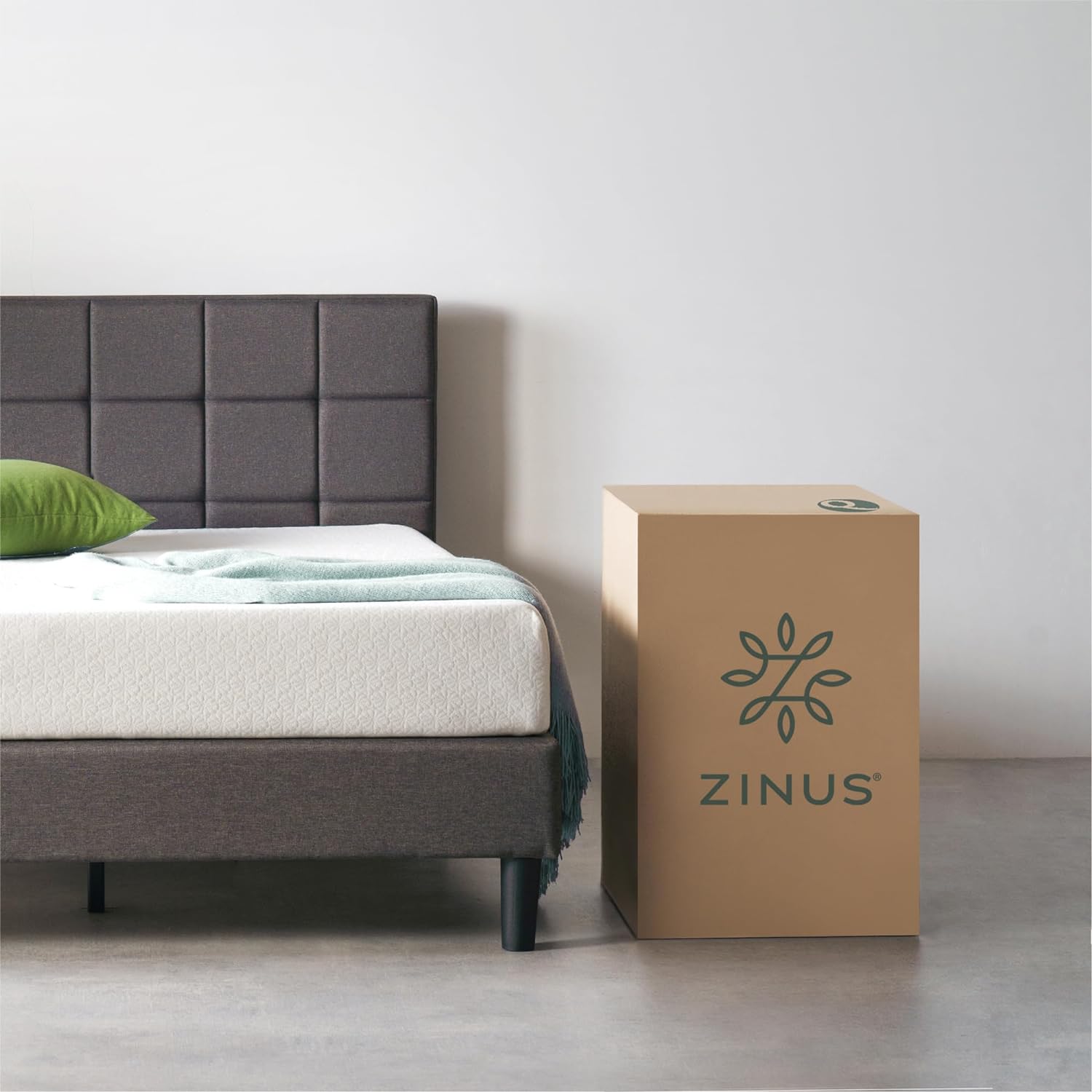 Zinus 8 Green Tea ActivFresh(R) Memory Foam Mattress, Bed-in-a-Box with Compact WONDERBOX Packaging, CertiPUR-US(R) Certified, Twin,White