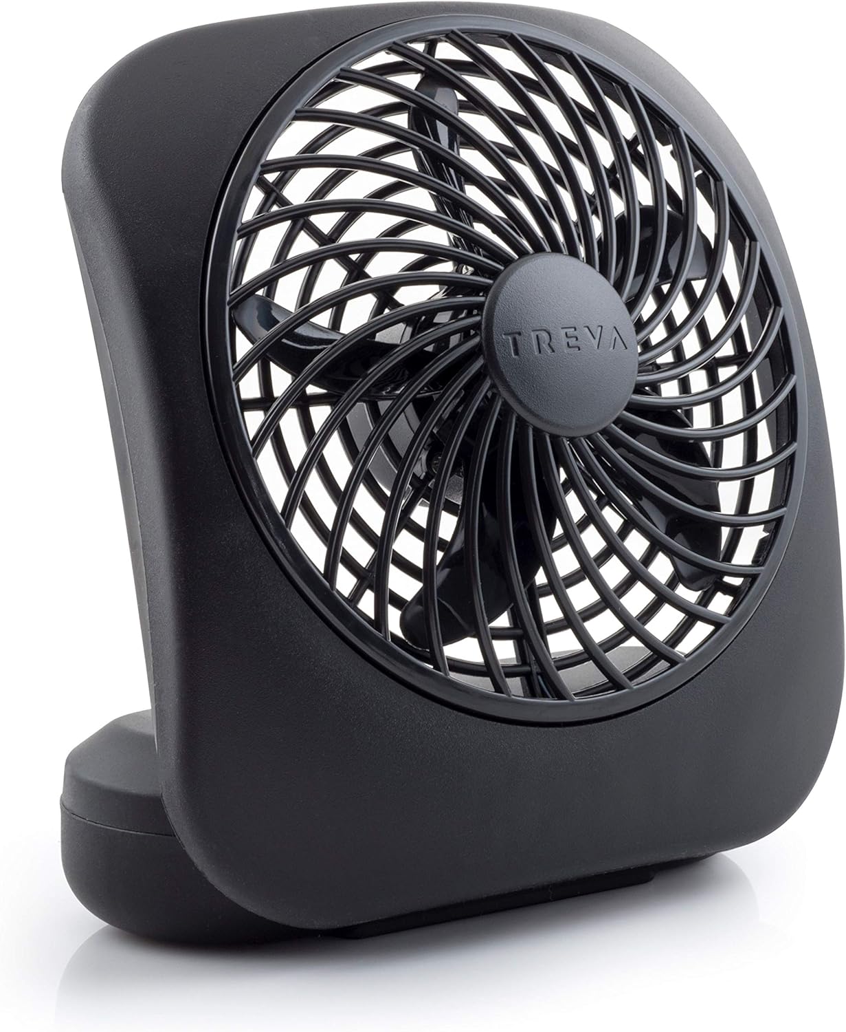 O2COOL Treva 5 Inch Battery Powered Fan Portable Desk Fan 2 Cooling Speeds with Compact Folding & Tilt Design Small Fan Cubicle Accessories Mini Fan Portable (Black)