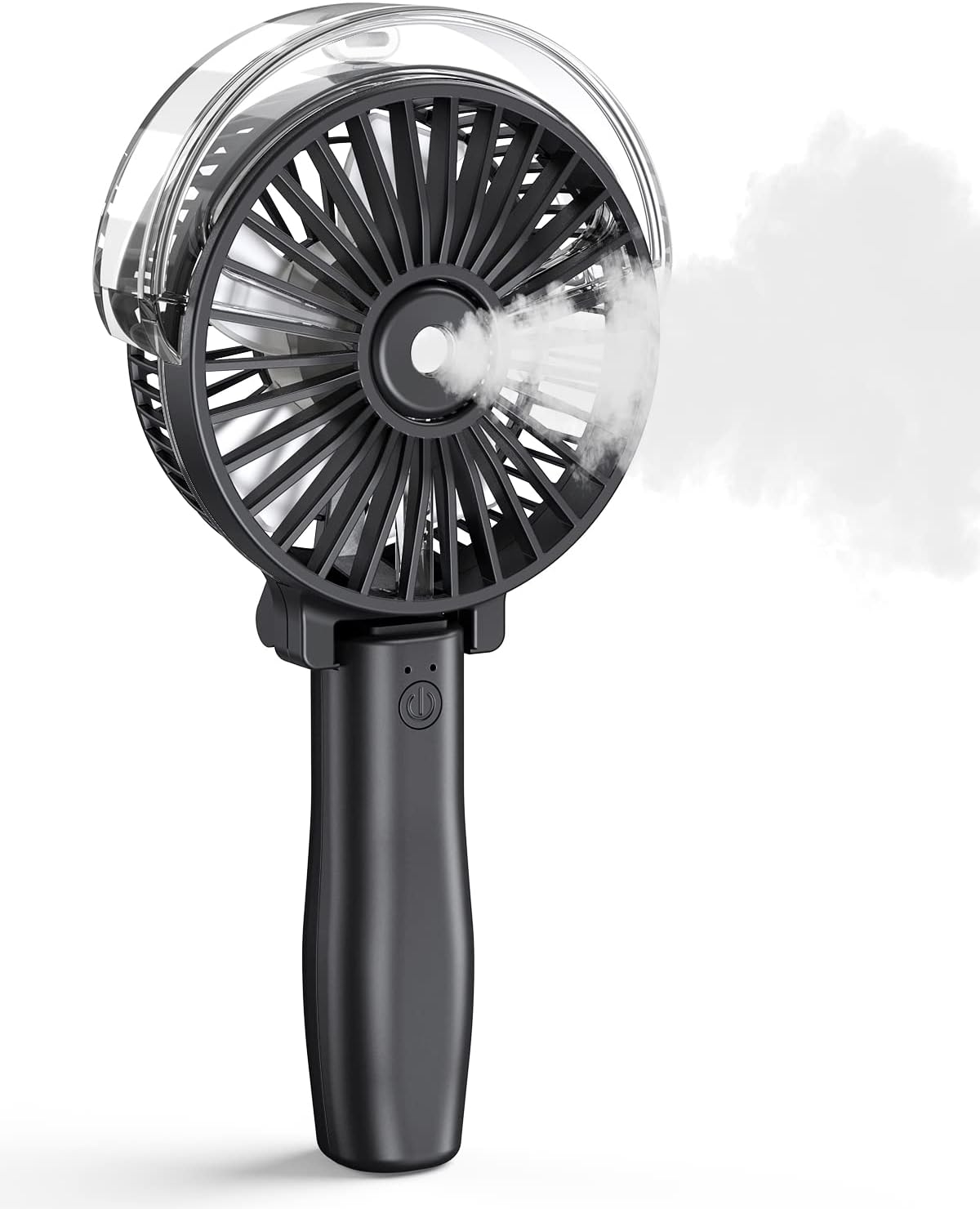 Zuvas Misting Handheld Fan 4800mAh Battery Powered Small Portable Fan with Spray 3 Speed 180Foldable USB Personal Fan, for Travel Camping Outdoor Sports Neck Lanyard, Black