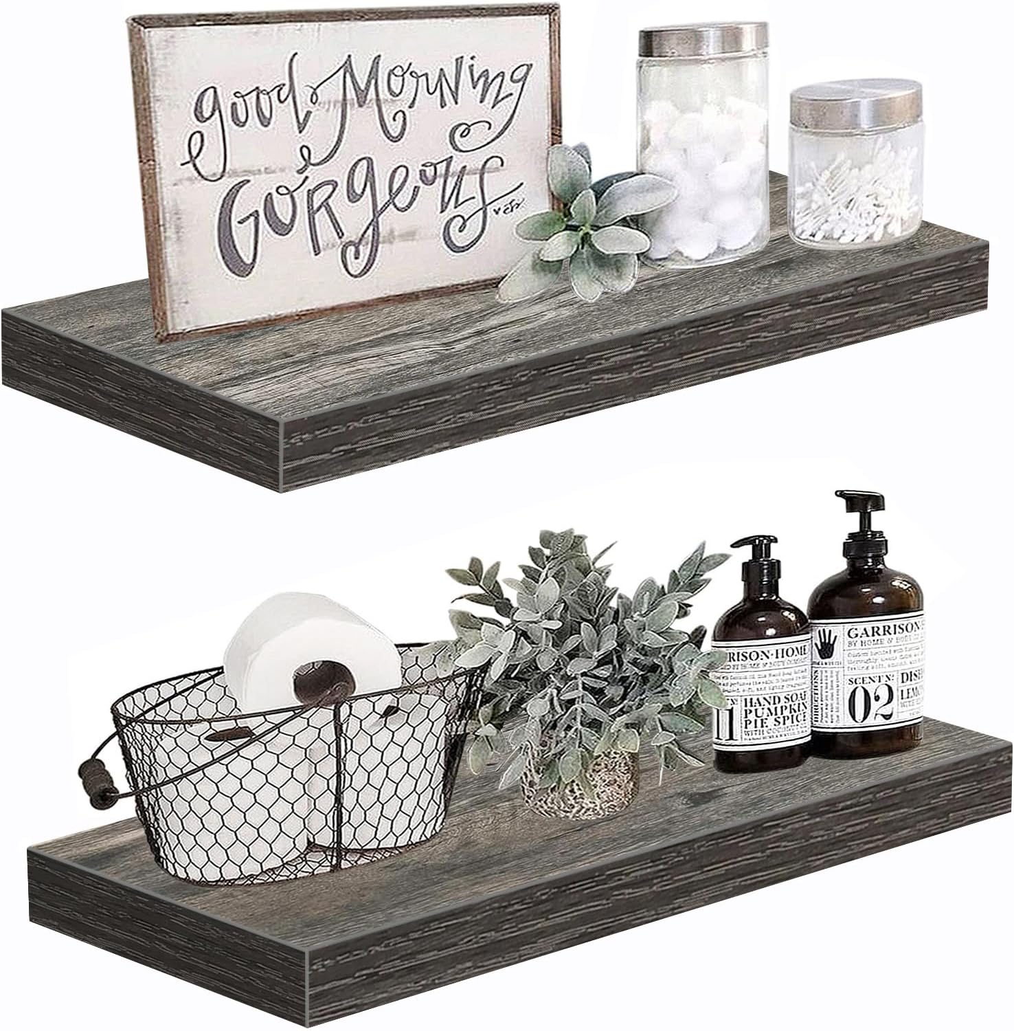 These shelves are very nice for the price. They are sturdy, and really easy to install. I. put them over the toilet in the half bath and it looks super cute.