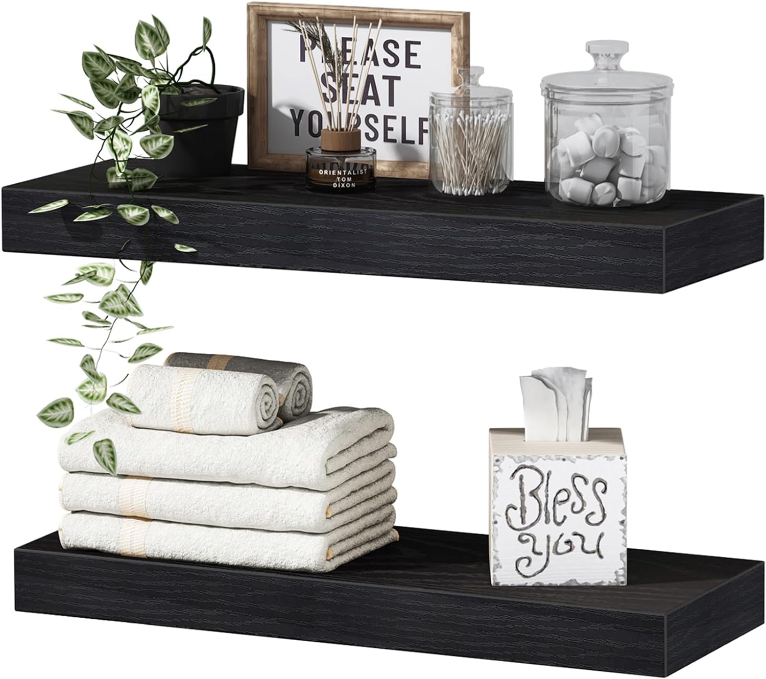 These shelves are very nice for the price. They are sturdy, and really easy to install. I. put them over the toilet in the half bath and it looks super cute.