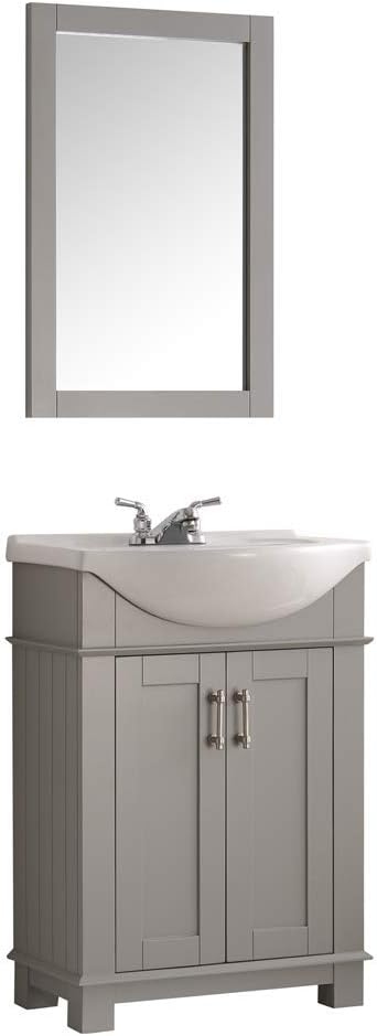 Fresca Hartford 24 Gray Traditional Bathroom Vanity with Quartz Countertop & White Ceramic Belly Bowl Sink - with Solid Wood Base Cabinet, Soft Closing Doors - Faucet Not Included