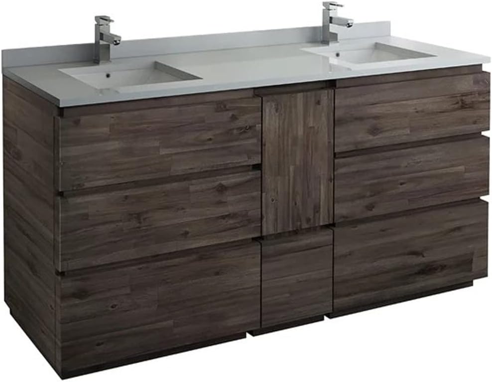Fresca FCB31-301230AC-FC-CWH-U Formosa 72 Floor Standing Double Sink Modern Bathroom Cabinet with Top & Sink