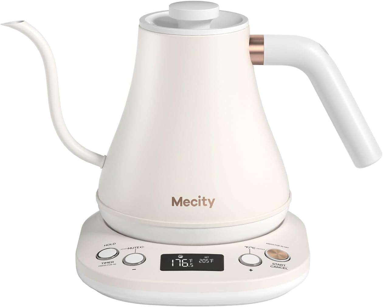 Mecity Electric Gooseneck Kettle With Keep Warm Function & LCD Display Automatic Shut Off Coffee Kettle Temperature Control Pour Over Kettle 1200 Watt, 0.8L, 120V, Milk White