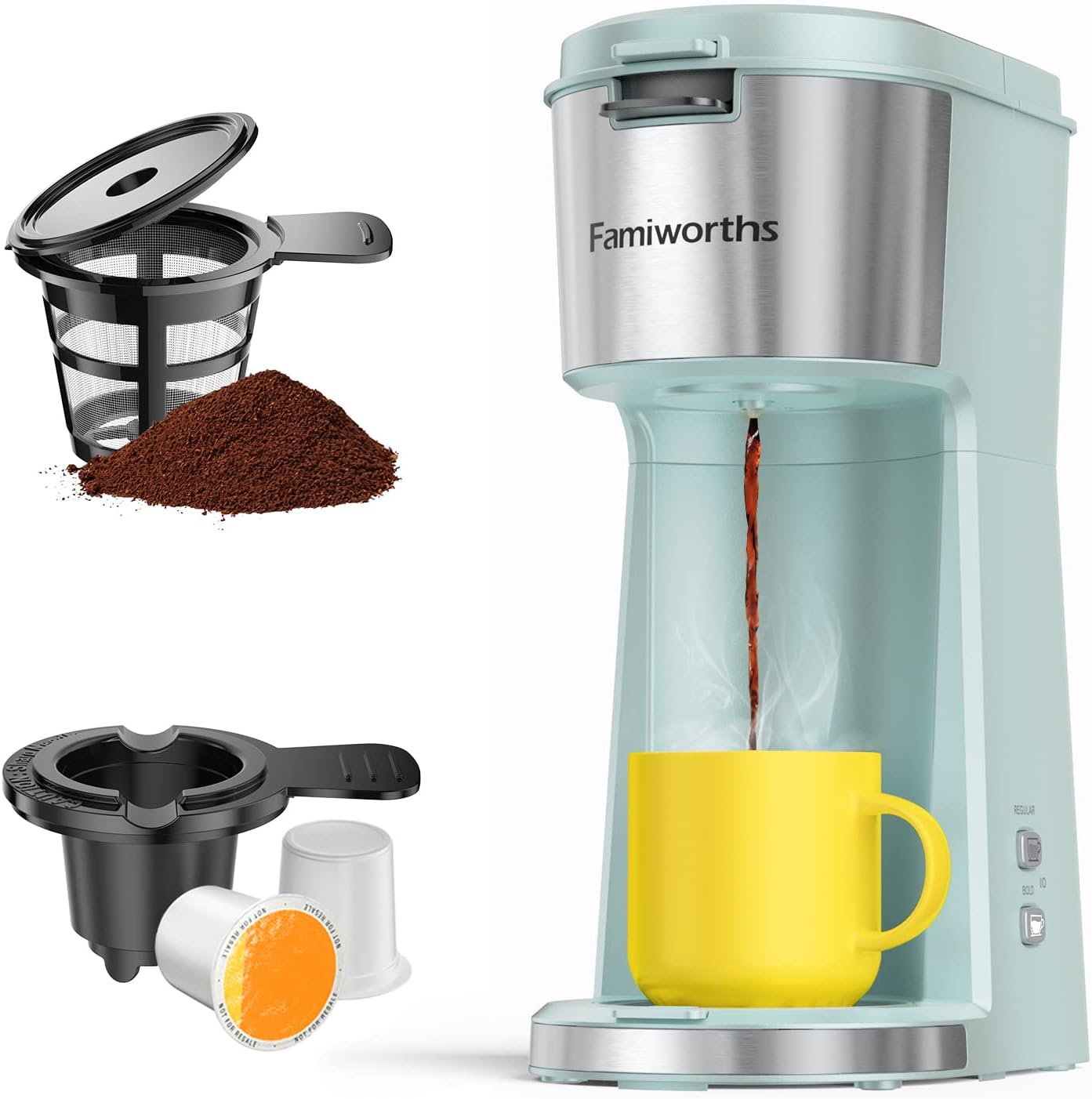 This review is for:Famiworths Single Serve Coffee Maker for K Cup & Ground Coffee,With Bold Brew, One Cup Coffee Maker, 6 to 14 oz. Brew Sizes,Fits Travel Mug, Classic Black -- (Amazon Item: B0BC8PYLQC)==================================================BLUF (Bottom Line Up Front)This turned into a long review so I'll summarize it here:* I'm happy with the machine and if asked, would recommend it to friends and family. And you. *--------------------------------- MY EXPERIENCEFor many years I used