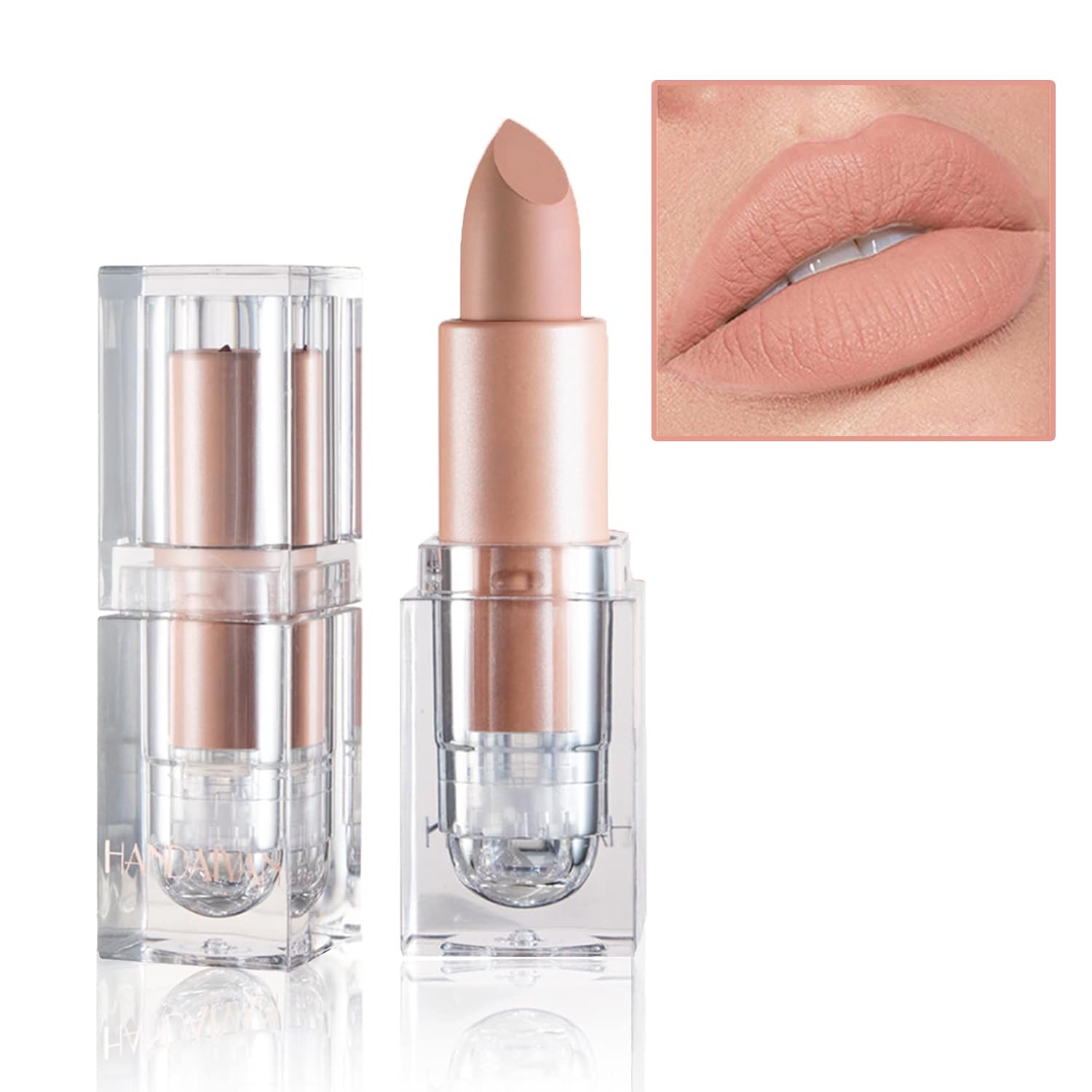 Matte Nude Lipstick Velvet Lip Gloss Non-Fading Non-Sticky Cup Nude Lipstick Matte Lip Stain Long Lasting Waterproof Lipstick for Women Girls Daily Lip Makeup - White Peach