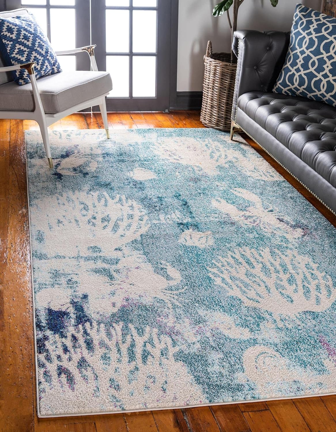 I am in love with this rug. It has all the colors I wanted, it' soft and the 8 x 10 size is the perfect fit for my living room. It really pulls the whole room together. It is definitely worth the cost so far.