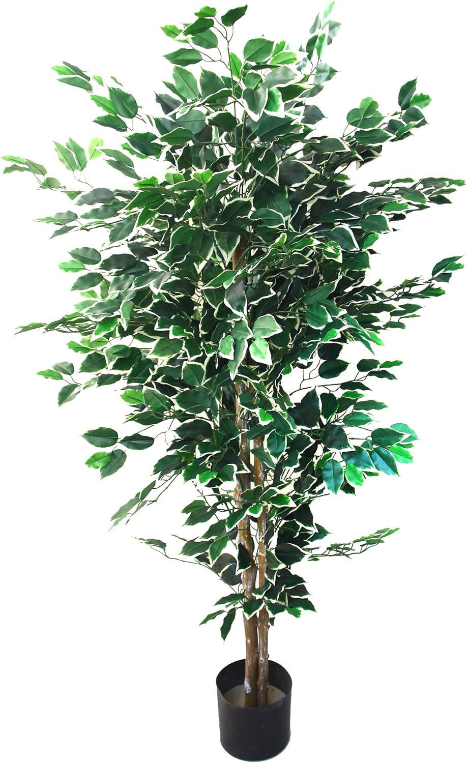 Artificial Ficus Tree with Variegated Leaves and Natural Trunk, Beautiful Fake Plant for Indoor-Outdoor Home Dcor-5 ft. Tall Topiary by Pure Garden