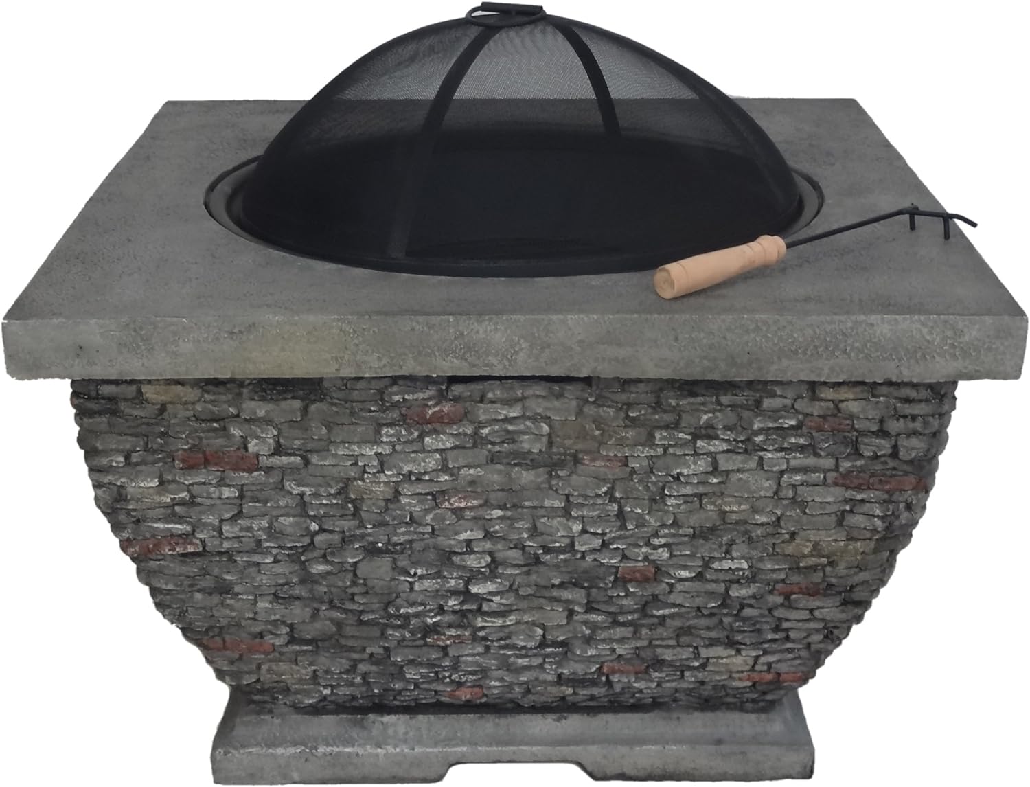 Christopher Knight Home Laraine Outdoor 32 Wood Burning Light-Weight Concrete Square Fire Pit, Grey