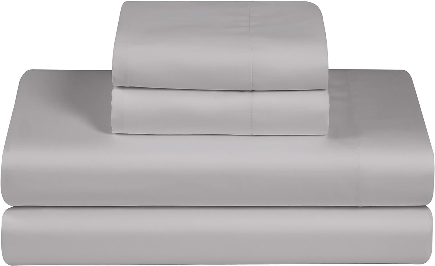 Feather & Stitch 100% Cotton King Size Sheet Set, 300 TC Breathable & Cooling Sheets, 4 Pc Percale Weave Bedding Set, 16 Deep Pocket - Hotel Premium Soft Bedding Set (King, Grey)
