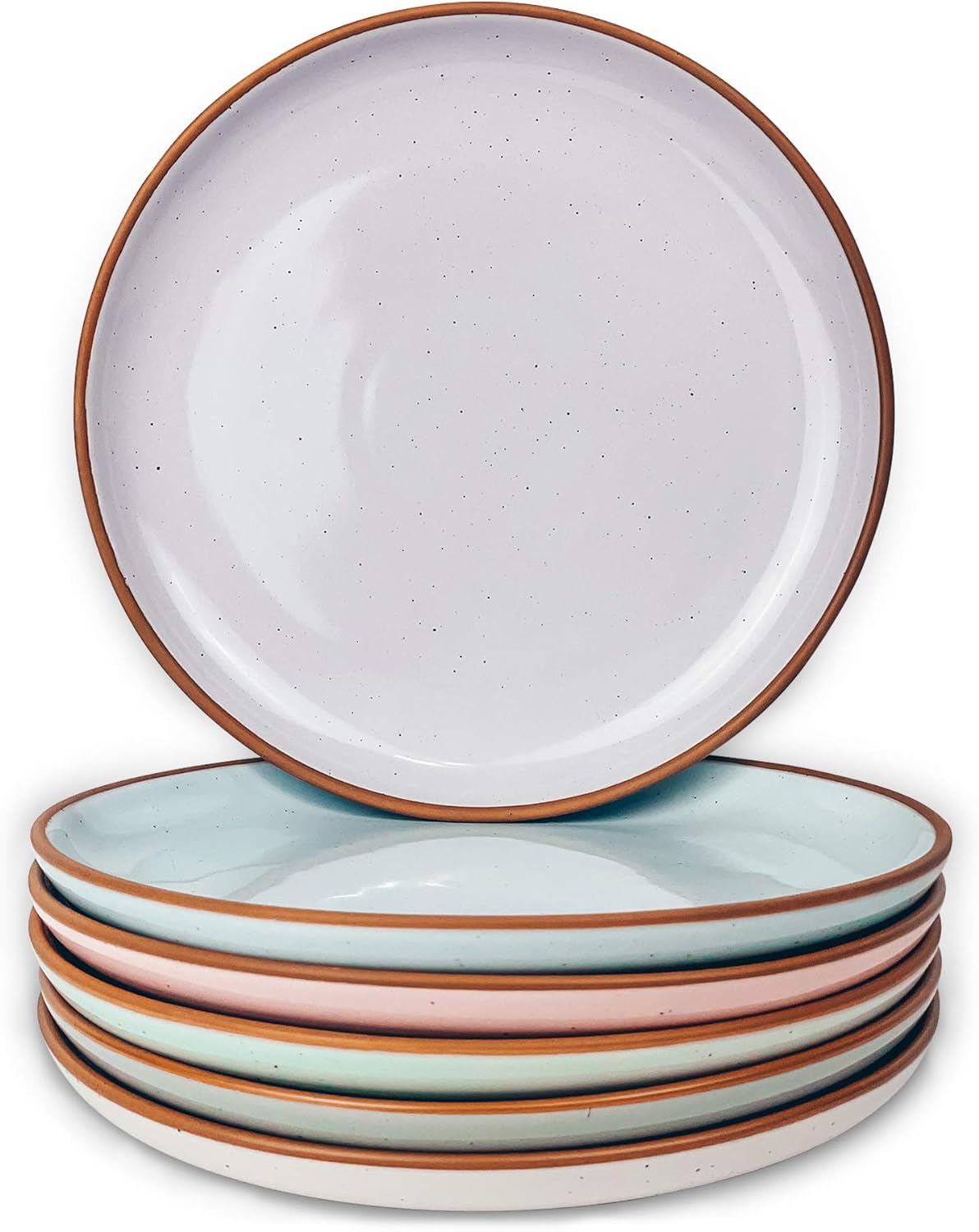 Mora Ceramic Plates Set, 7.8 in - Set of 6 - The Dessert, Salad, Appetizer, Small Dinner etc Plate. Microwave, Oven, and Dishwasher Safe, Scratch Resistant. Kitchen Porcelain Dish - Assorted Colors