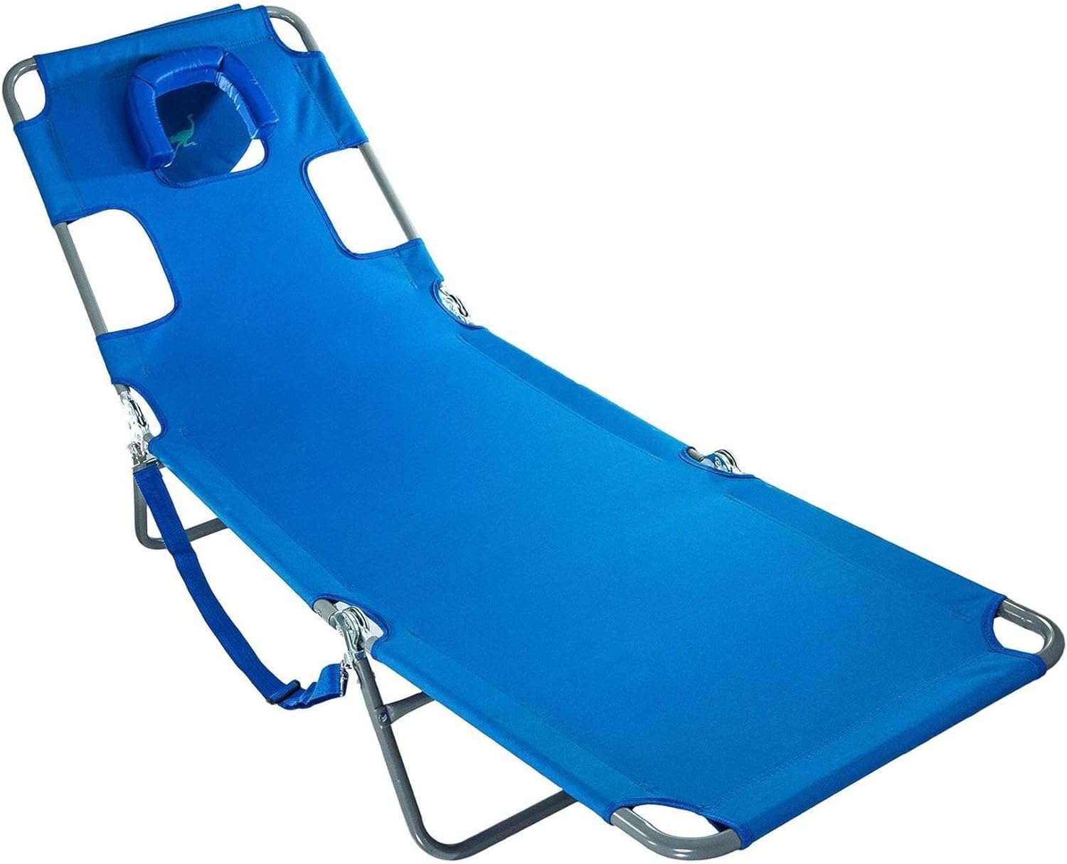 Ostrich Chaise Lounge Beach Chair for Adults with Face Hole- Versatile, Folding Lounger for Outside Pool, Sunbathing and Reading on Stomach - Deluxe, Foldable Laying Out Chair for Tanning (Blue)