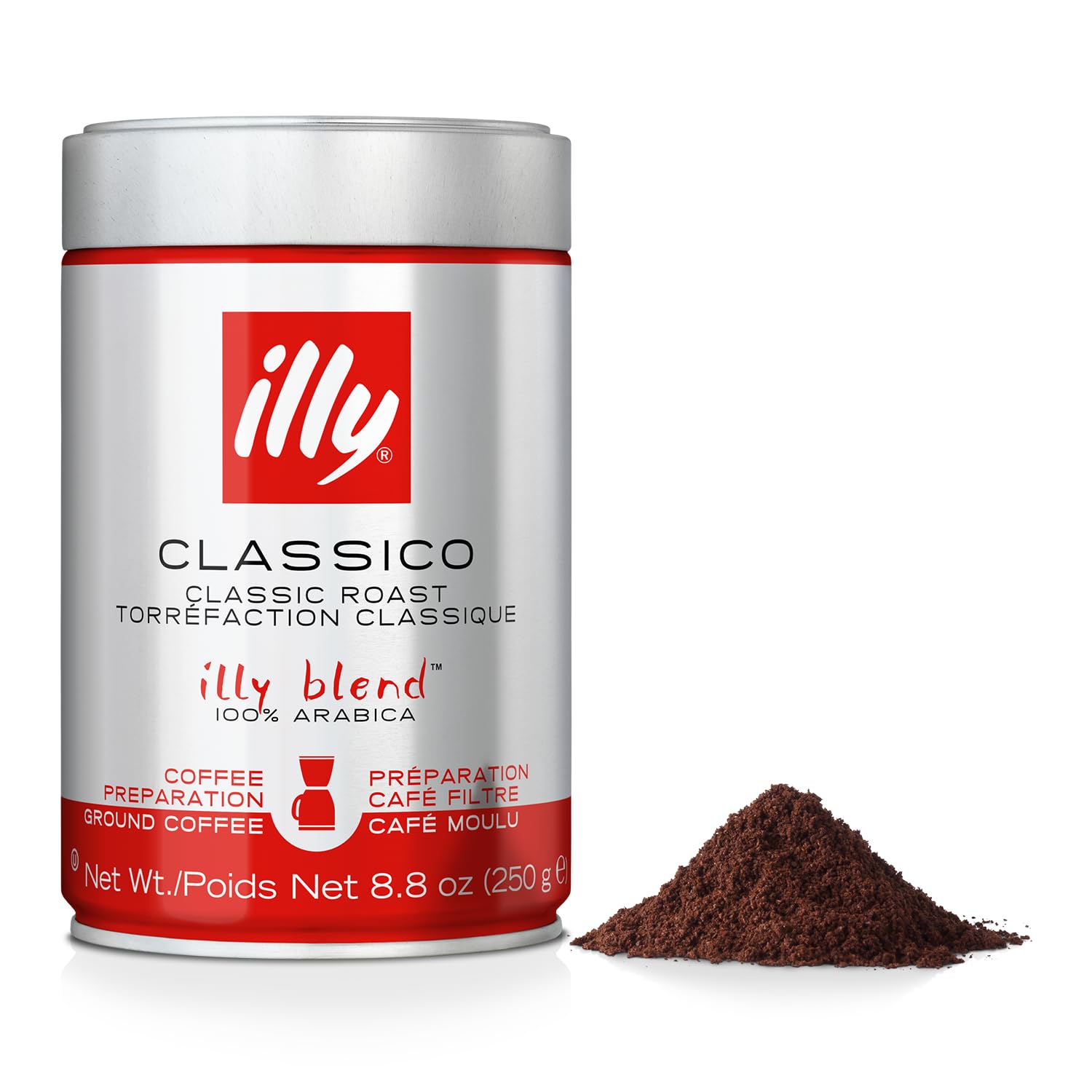 illy Drip Coffee - Ground Coffee - 100% Arabica Ground Coffee  Classico Medium Roast - Notes of Caramel, Orange Blossom & Jasmine - No Preservatives  Mild & Balanced  8.8 Ounce