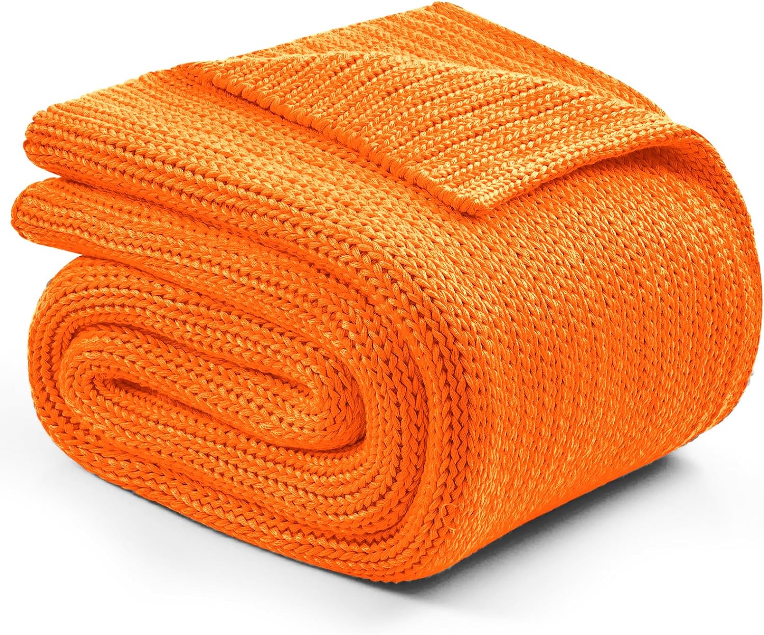 CYMULA Knitted Weighted Blanket for Adults (12lbs, 48x 72, Twin, Orange) Cooling Chunky Knit Weighted Blanket, Handmade Heavy Blanket Cozy Home Decor for Couch Sofa Bed Companion