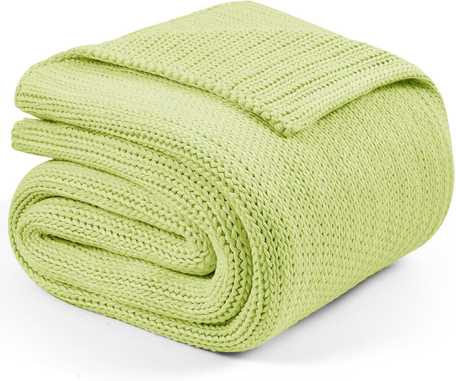 CYMULA Knitted Weighted Blanket for Kids (5lbs, 50x 60, Throw, Wasabi Green) Cooling Chunky Knit Weighted Blanket, Handmade Heavy Blanket Cozy Home Decor for Couch Sofa Bed Companion