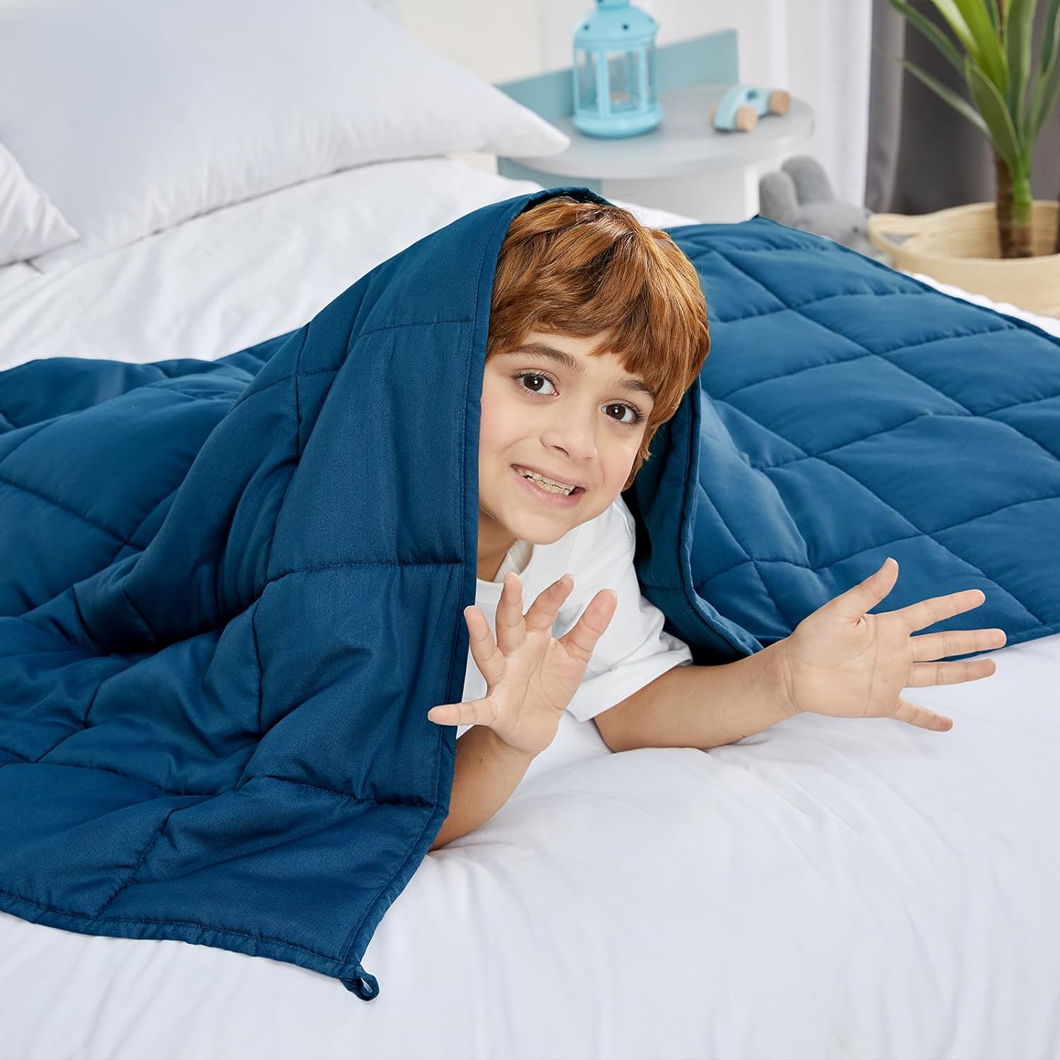 CYMULA Weighted Blanket for Kids 7lbs 40''x 60'' Small Size Navy Cooling Blankets 40'' x 60'' 7lb