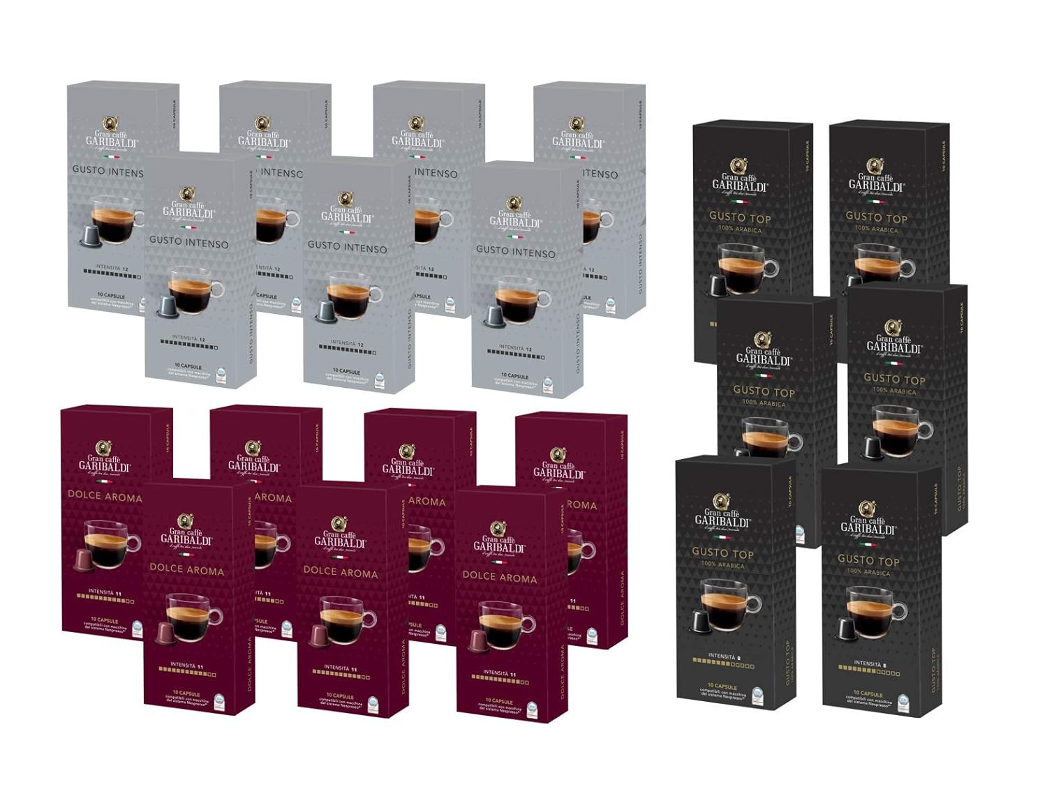 Gran Caff Garibaldi Nespresso* compatible capsules (Variety Pack, 200 Count)