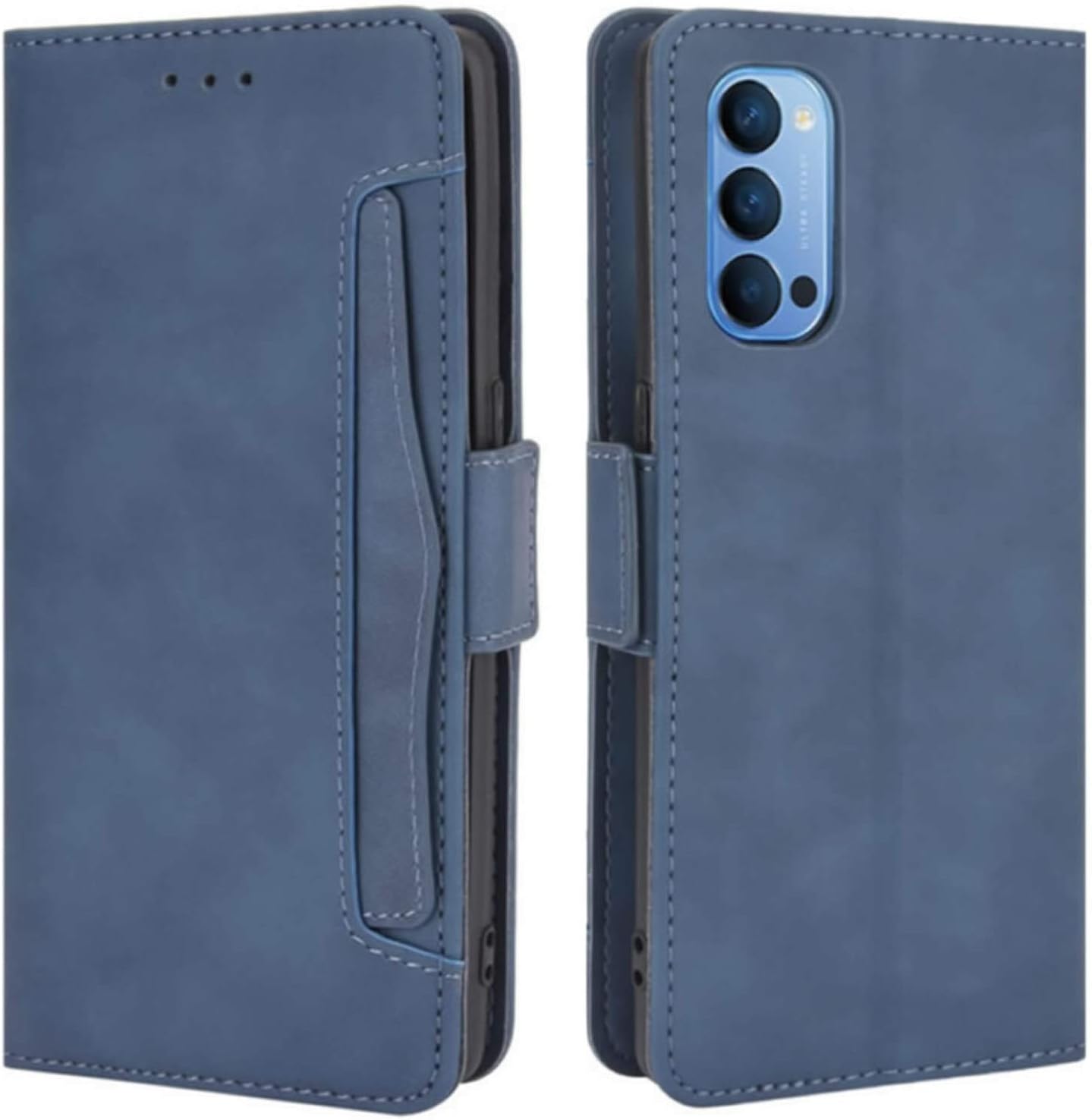 Oppo Reno 4 Pro 5G Case, Magnetic Full Body Protection Shockproof Flip Leather Wallet Case Cover with Card Slot Holder for Oppo Reno 4 Pro 5G Phone Case (Blue)