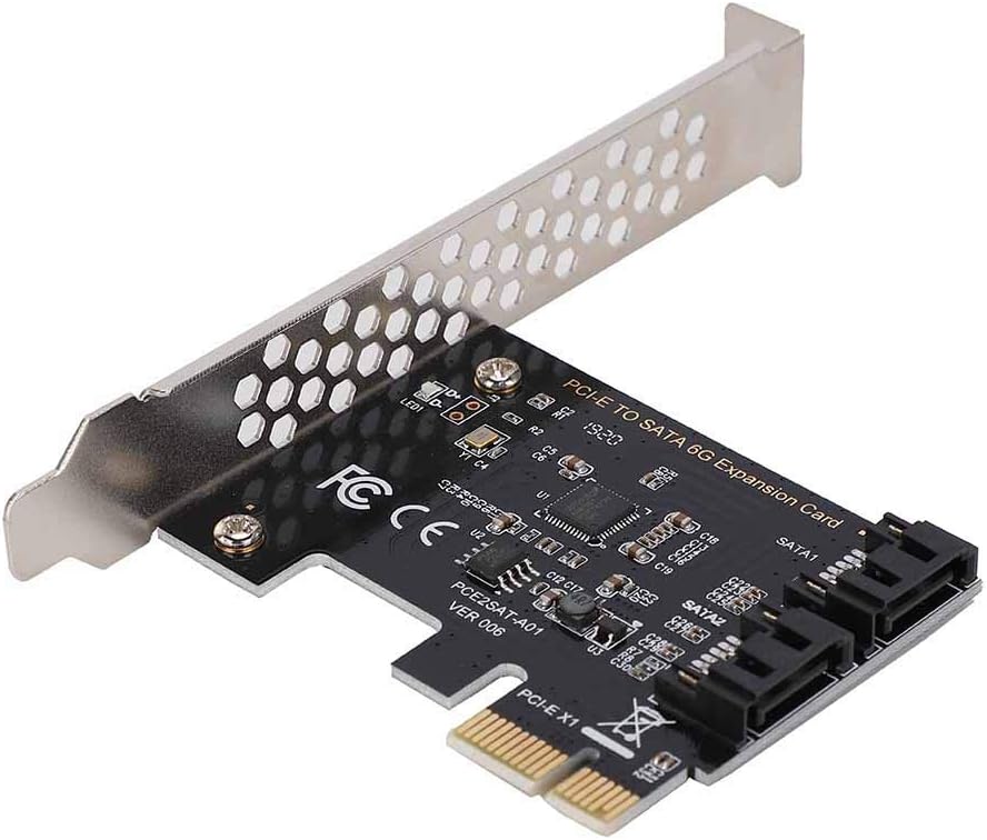 ASHATA PCIe SATA Card 2 Ports, 6Gbps PCIe to SATA 3.0 Expansion Card, PCI Express (2X 4X 8X 16X) to SATA 3.0 Controller Card for Win 7/8/XP/Vista/Linux/Server 2003/for Mac and Others, Support SSD HDD