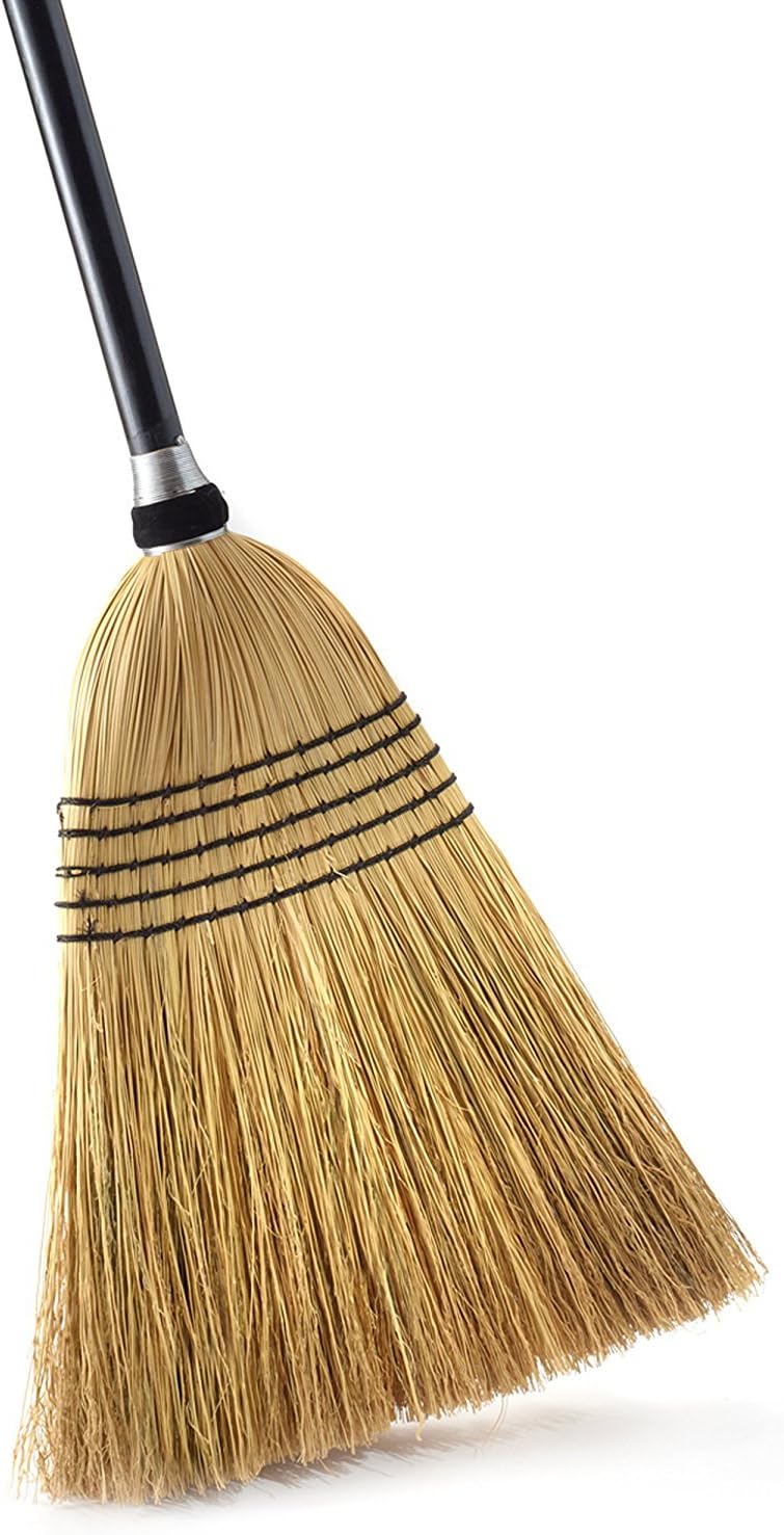 O-Cedar Heavy Duty Corn Broom | Commercial-Grade Indoor and Outdoor Broom to Sweep & Clean Hard Floors| Sturdy Wooden Handle for Strength & Durability, Yellow, Black, 1 Count