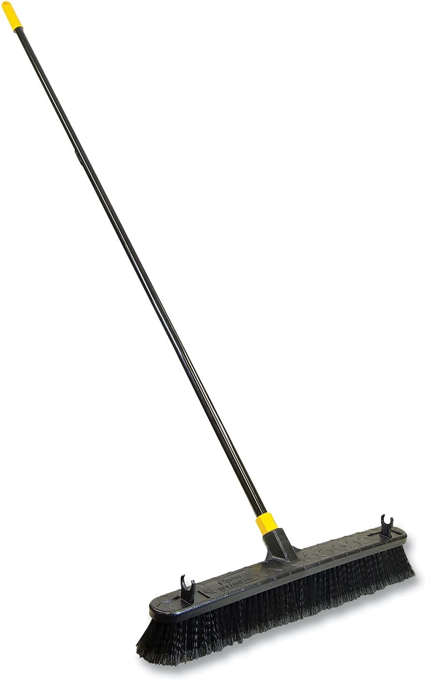 Quickie Bulldozer Smooth Surface Push Broom 24 inch, Black, Sweep and Clean Tile/Sealed Concrete/Other Hard Flooring, Indoor/Outdoor Use, Heavy Duty Cleaning (533)