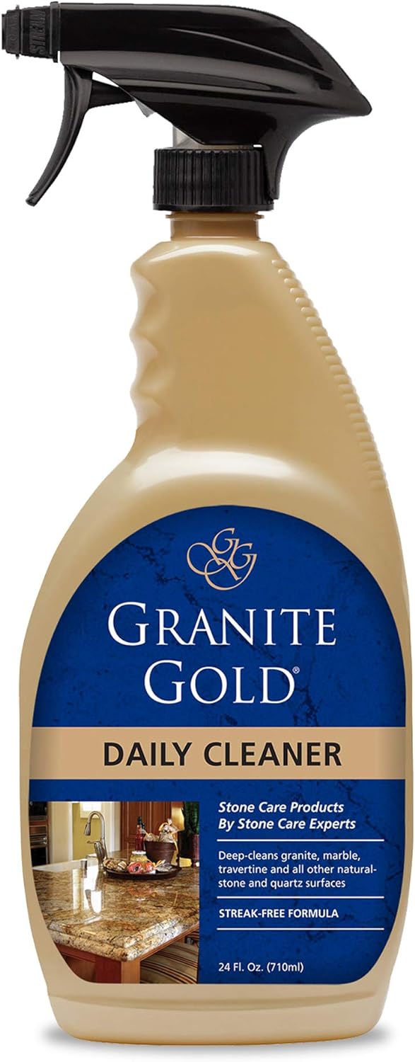 Granite Gold Daily Cleaner Streak-Free Cleaning for Granite, Marble, Travertine, Quartz, Natural Stone Countertops, and Floors, 24 Fluid Ounces, 1-Pack, Fl Oz ( Packaging may Vary )