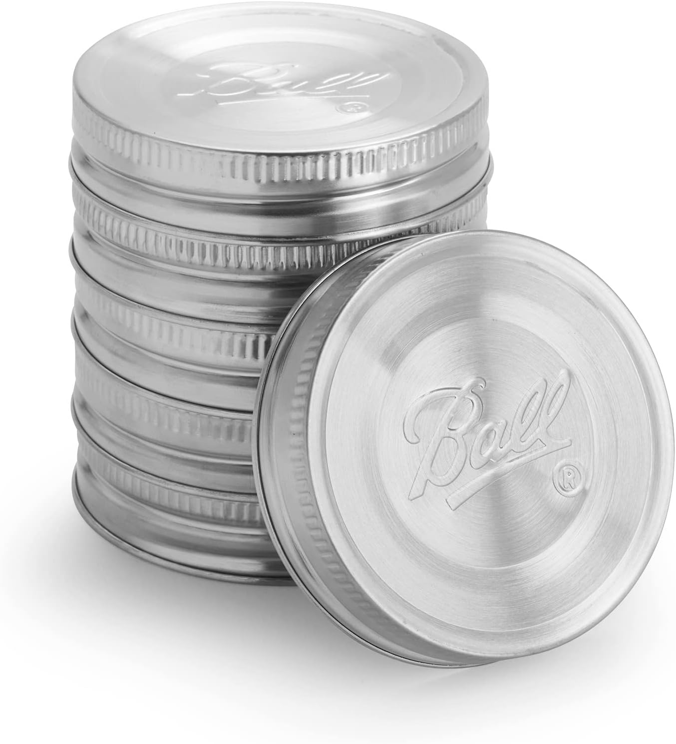 Ball Stainless Steel One-Piece Mason Jar Lids, Regular Mouth, Silver