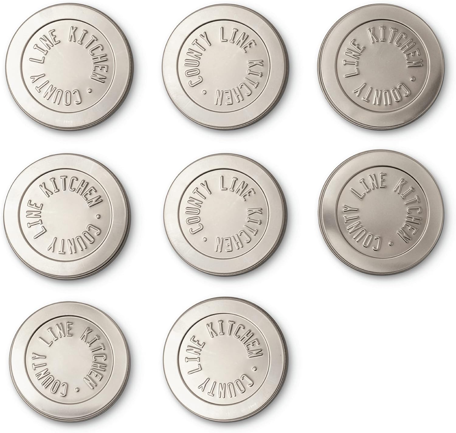 County Line Kitchen - Heavy Duty Stainless Steel Mason Jar Lids with Leak-Proof, Easy Opening Seals - Wide Mouth, 8 Pack