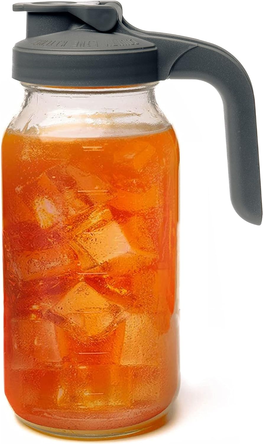 County Line Kitchen Glass Mason Jar Pitcher with Lid - Wide Mouth, 2 Quart (64 oz / 1.9 Liter) - Heavy Duty, Leak Proof - Sun & Iced Tea, Cold Brew Coffee, Breast Milk Storage, Flavored Water & More