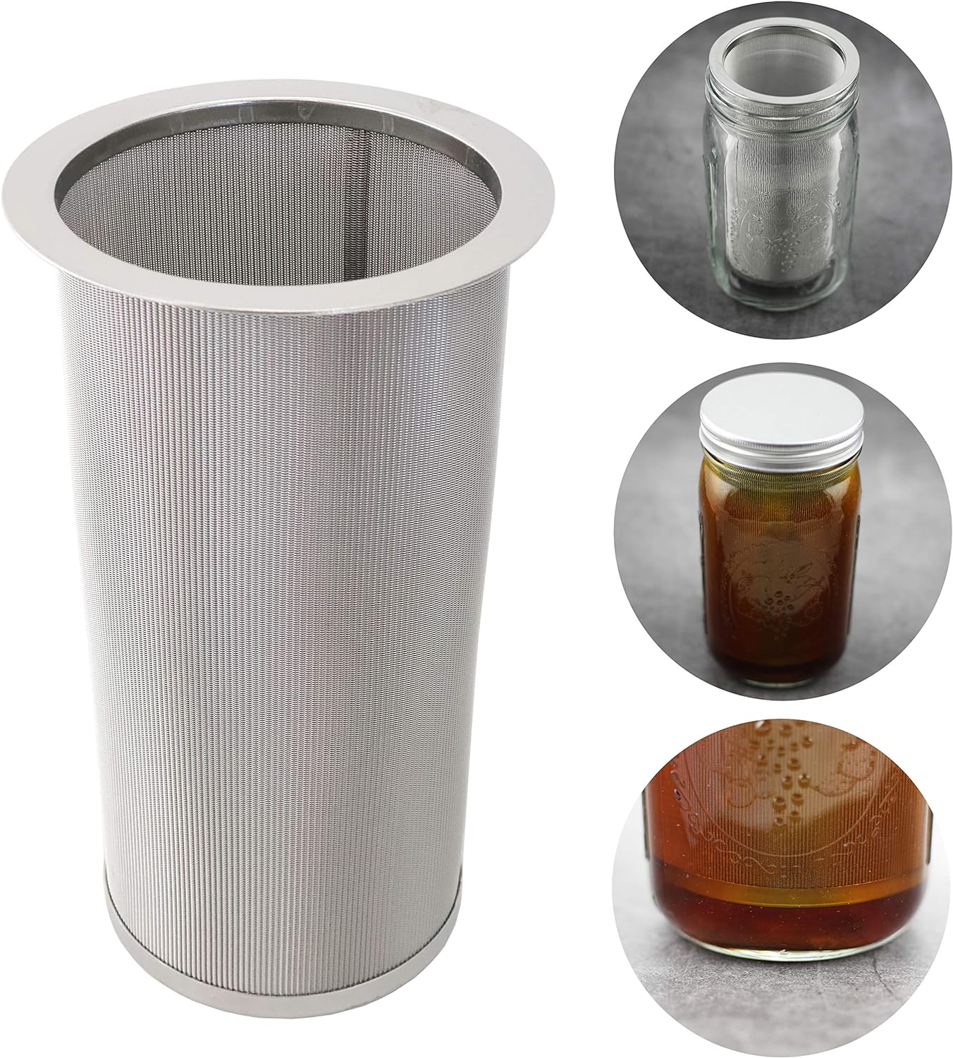 Cold Brew Coffee Filter for Wide Mouth Mason Jar, Food Grade 304 Stainless Steel, Ultra Fine Mesh, Tea and Fruit infuser, Iced Coffee Maker, Iced Tea Maker, Cold Brew Coffee Maker