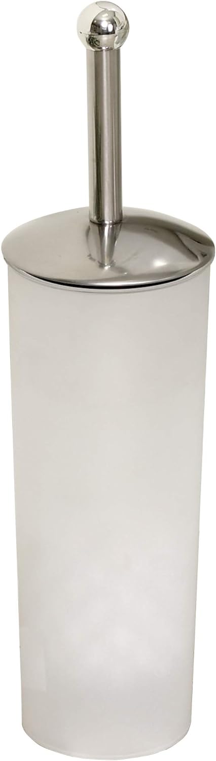 Pretty color, durable plastic with a chrome colored lid that keeps the TP clean & dry and the canister is easy to clean too.But best of all, the canister is translucent so you can see at a glance if it needs to be refilled!