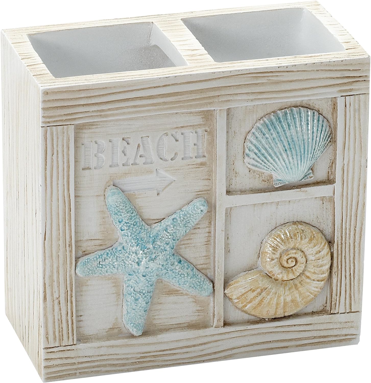 Beautiful seashell design and nice strong resin. Just what I was looking for. Perfect toothbrush holder.