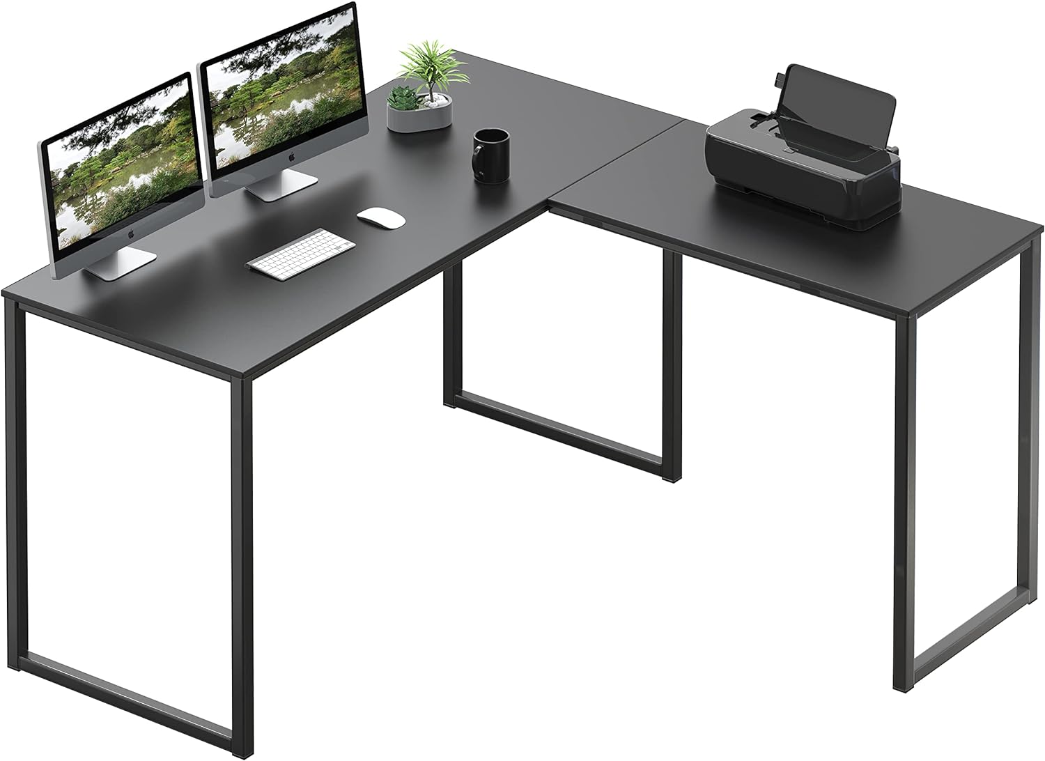 SHW 48-Inch Mission L-Shaped Home Computer Desk, Black