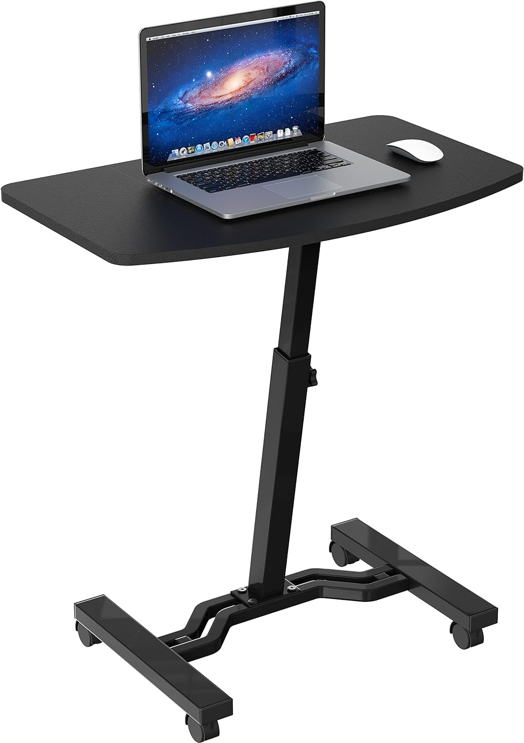 SHW Height Adjustable Mobile Laptop Stand Desk Rolling Cart, Height Adjustable from 28'' to 33'', Black