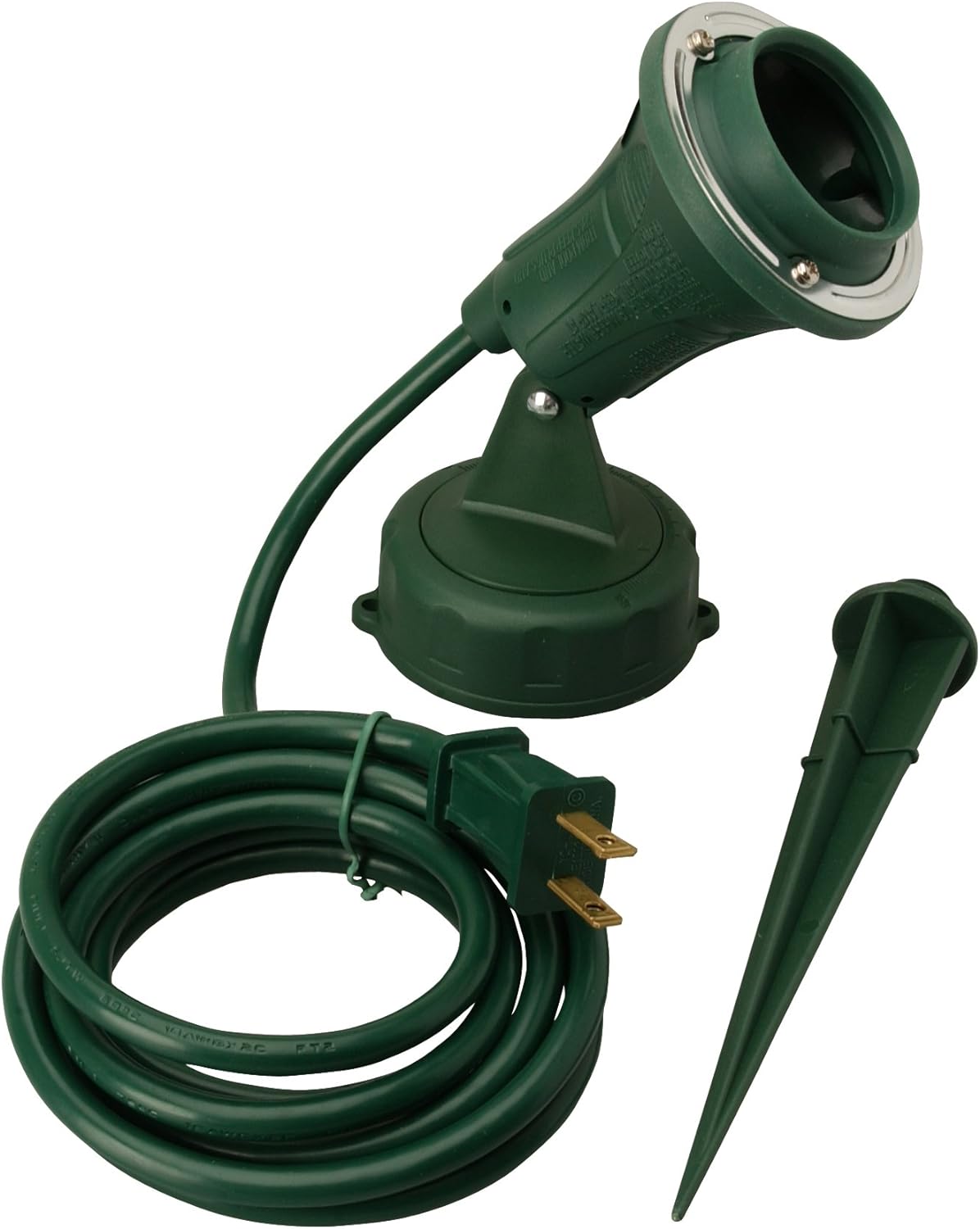 Woods Outdoor Floodlight Fixture With Stake (6-Feet cord; 120V; Green)