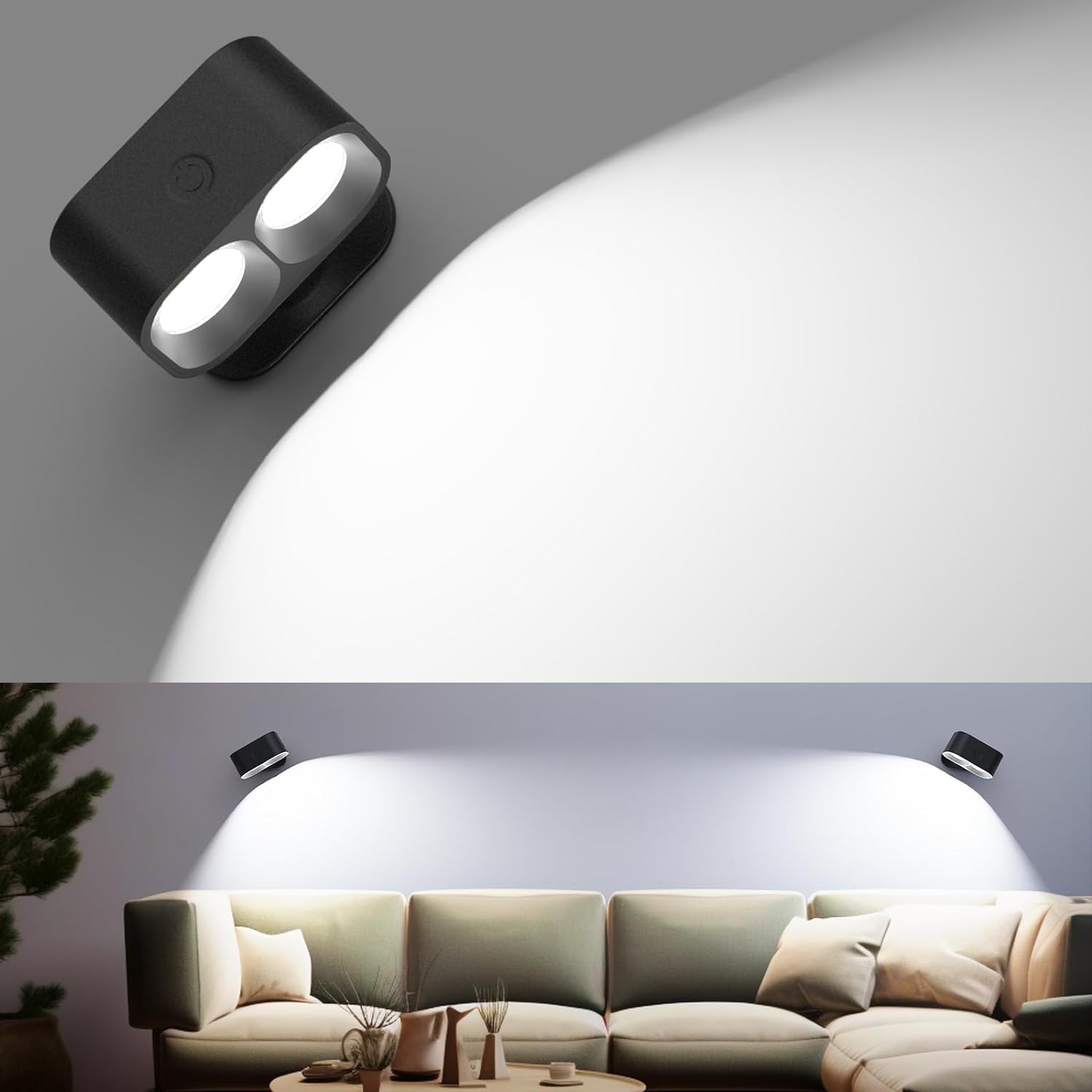 This review is for VOLISON wall lights (set of 2). These lights are a nice utility light with an on/off push button switch. There are three light tones and three levels of brightness. One must cycle through all levels of light to turn it off. I like the magnetic ball mount, which makes for easy dismount for charging and portability, and also provides a full range of motion to pivot the light on the mount.Installation is a breeze - take your pick - the lights come with mounts, screws, anchors, an