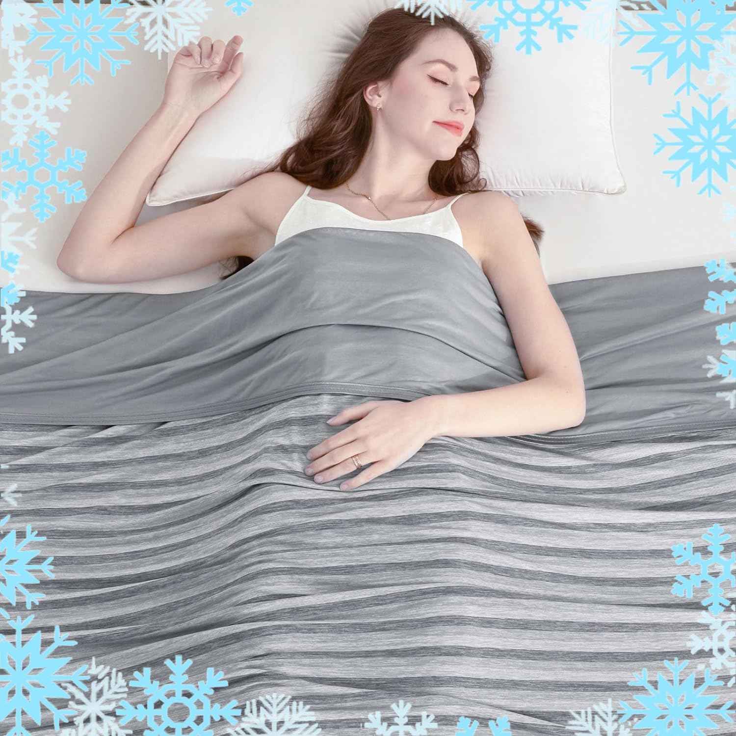 Ailemei Direct Cooling Throw Blanket for Hot Sleepers,Double Sided Cold Effect, Lightweight Breathable Summer Blanket for Couch, Transfer Heat to Keep Body Cool Night Sweats,50